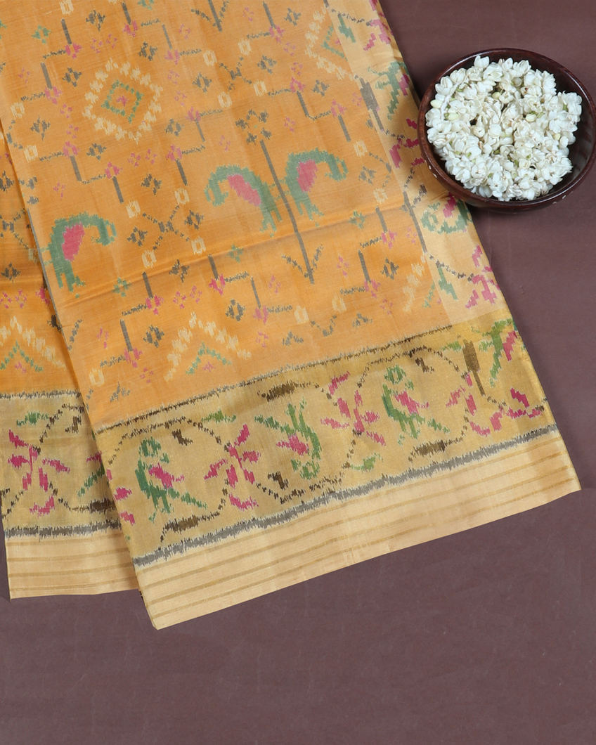 Yellow Patola Silk Saree T406227-image