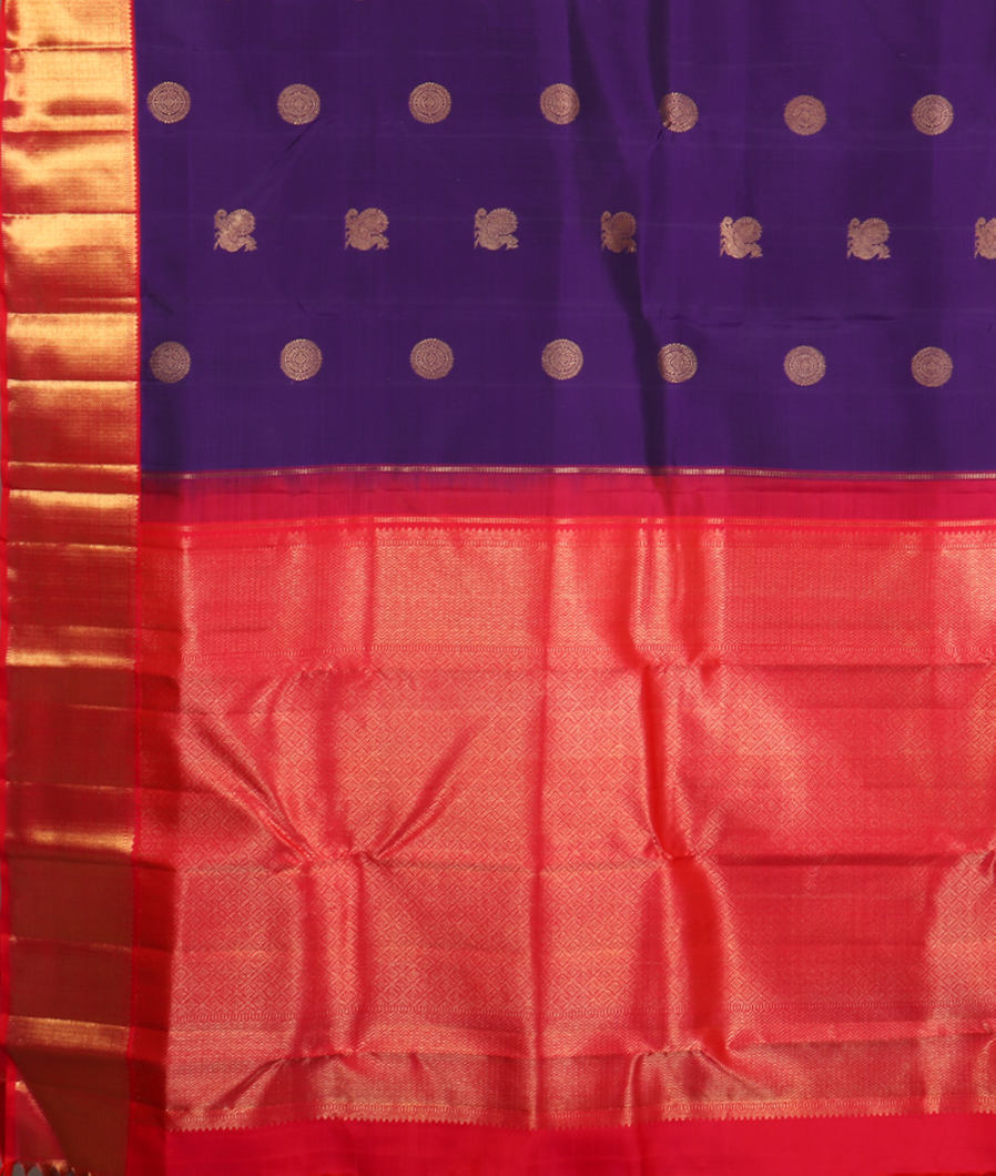 Purple Handwoven Kanjivaram Silk Saree T4219134