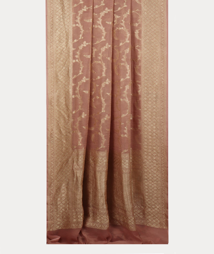 Light Pink Banaras Georgtte Silk Saree T4031382