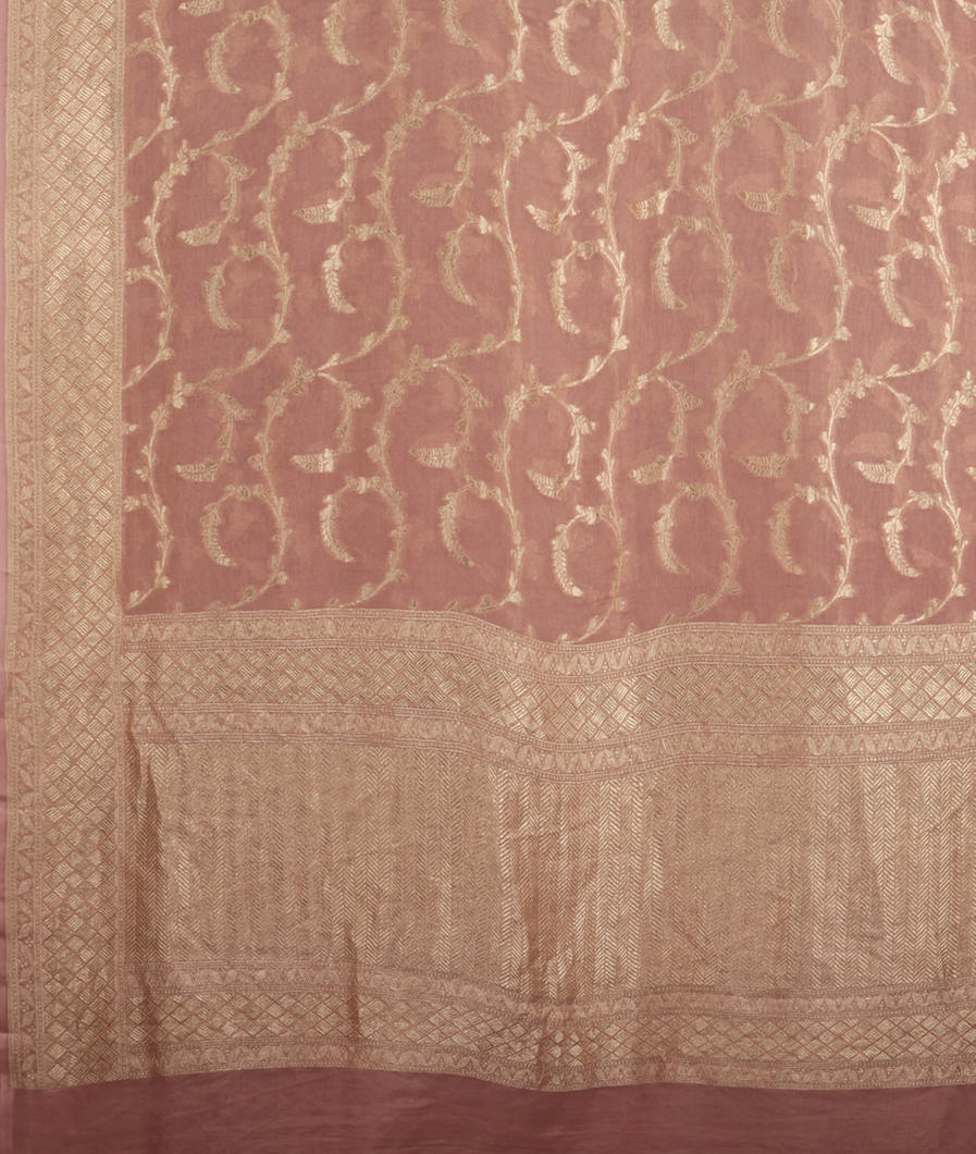 Light Pink Banaras Georgtte Silk Saree T4031384