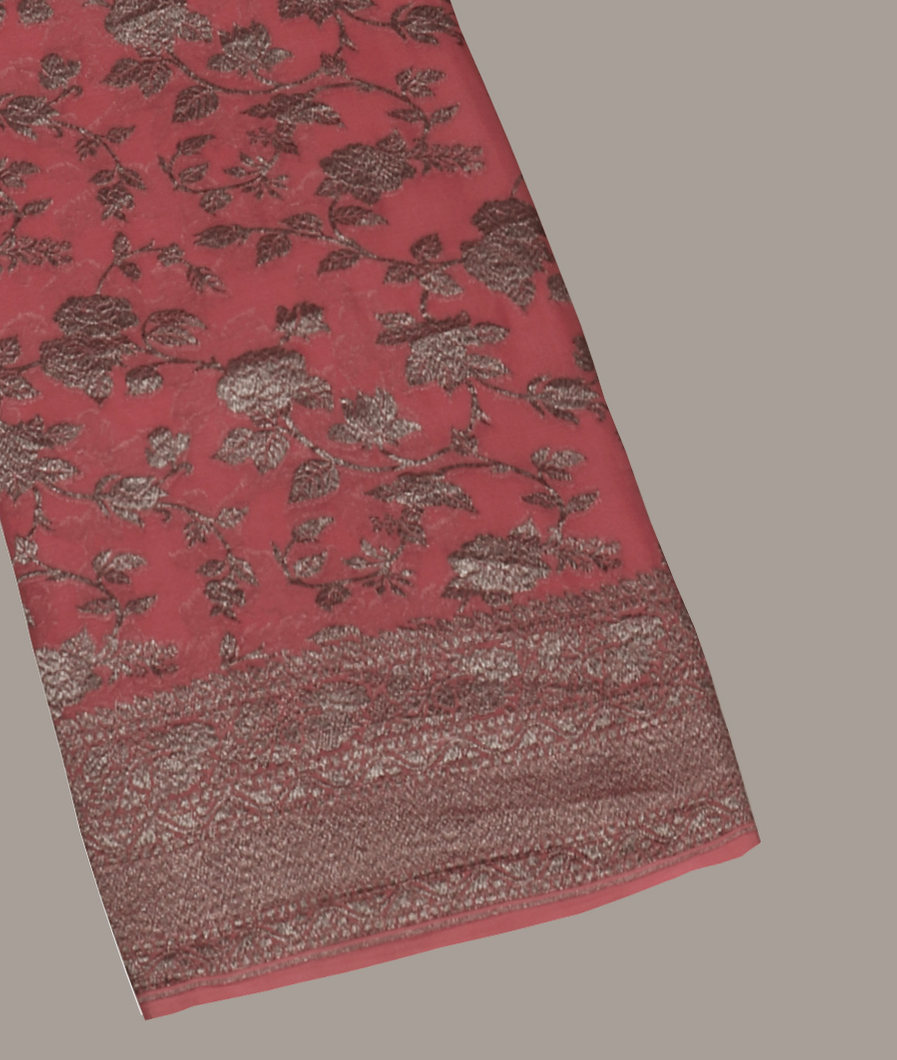 Pink Banaras Georgtte Silk Saree T376856-image