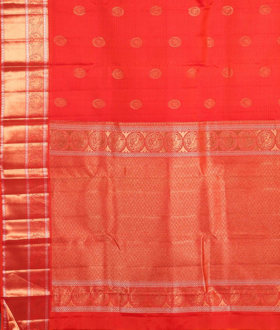 Orange Handwoven Kanjivaram Silk Saree T3897724