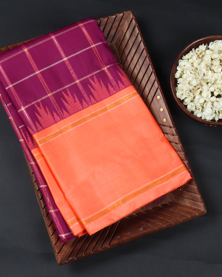 Purple Handwoven Kanjivaram Silk Saree T422798-image