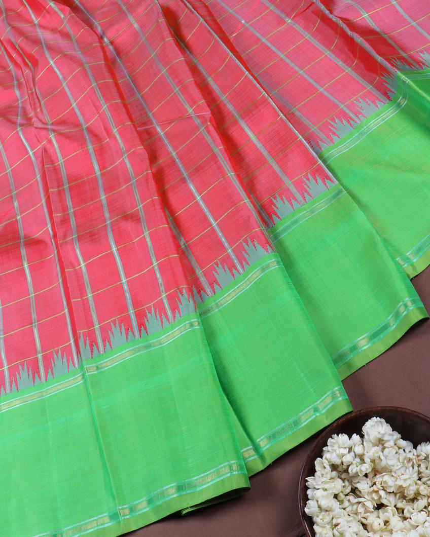 Pink Handwoven Kanjivaram Silk Saree T4186612