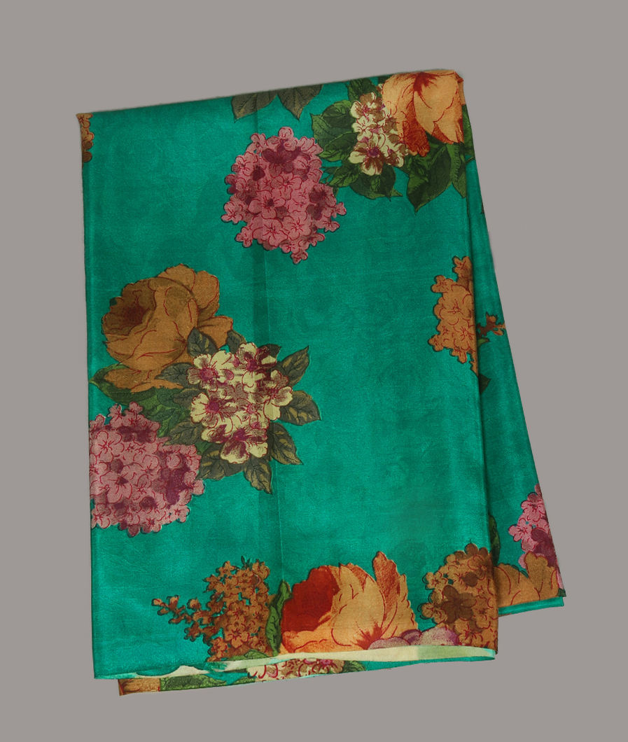 Green Hand Printed Kanjivaram Silk Blouse T421448-image