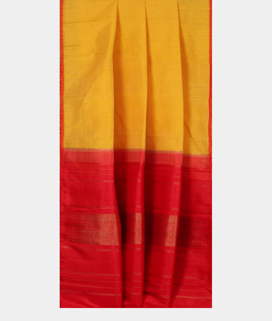 Yellow Handwoven Linen Kanjivaram Silk Saree T1496372