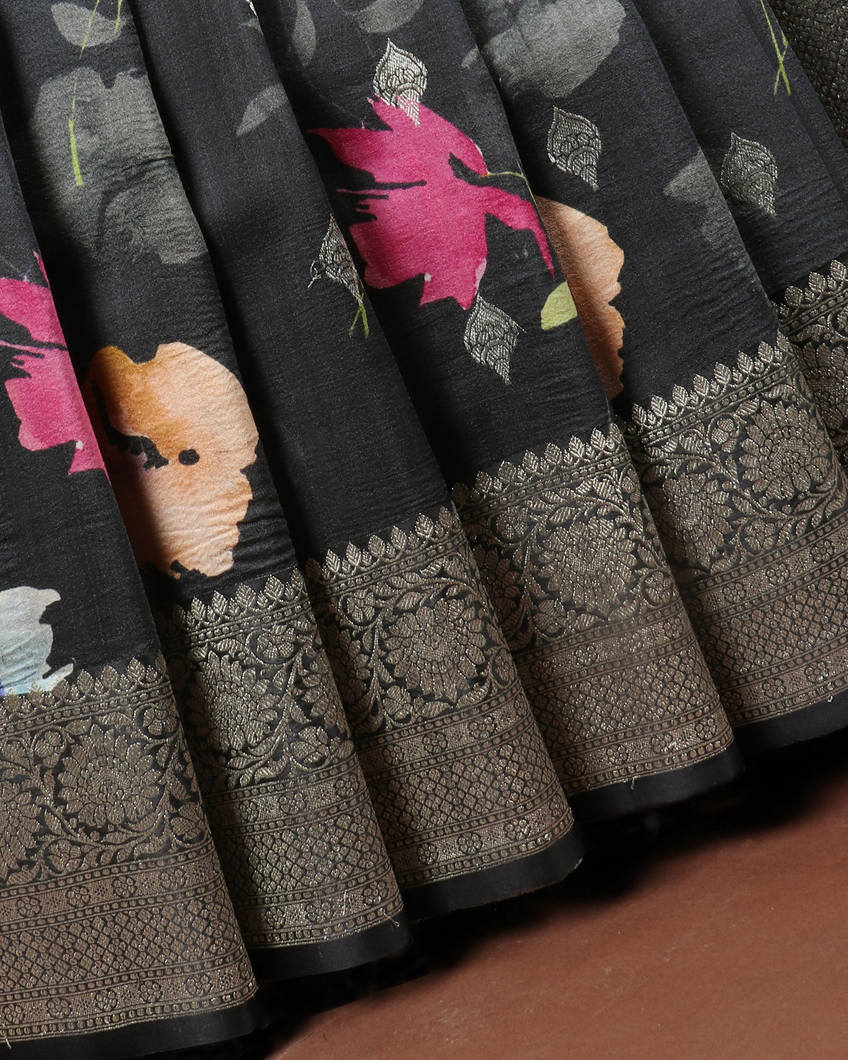 Black Banaras Kathan Silk Saree T4259882