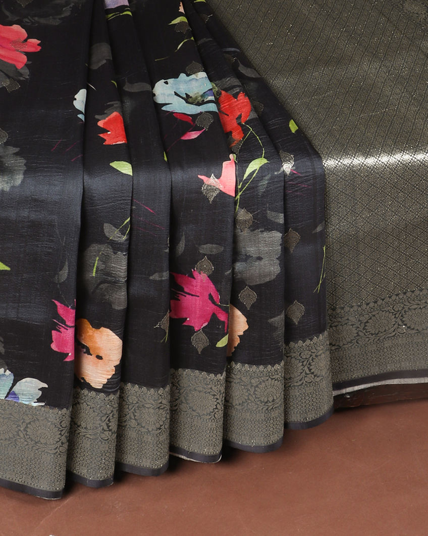 Black Banaras Kathan Silk Saree T4259884