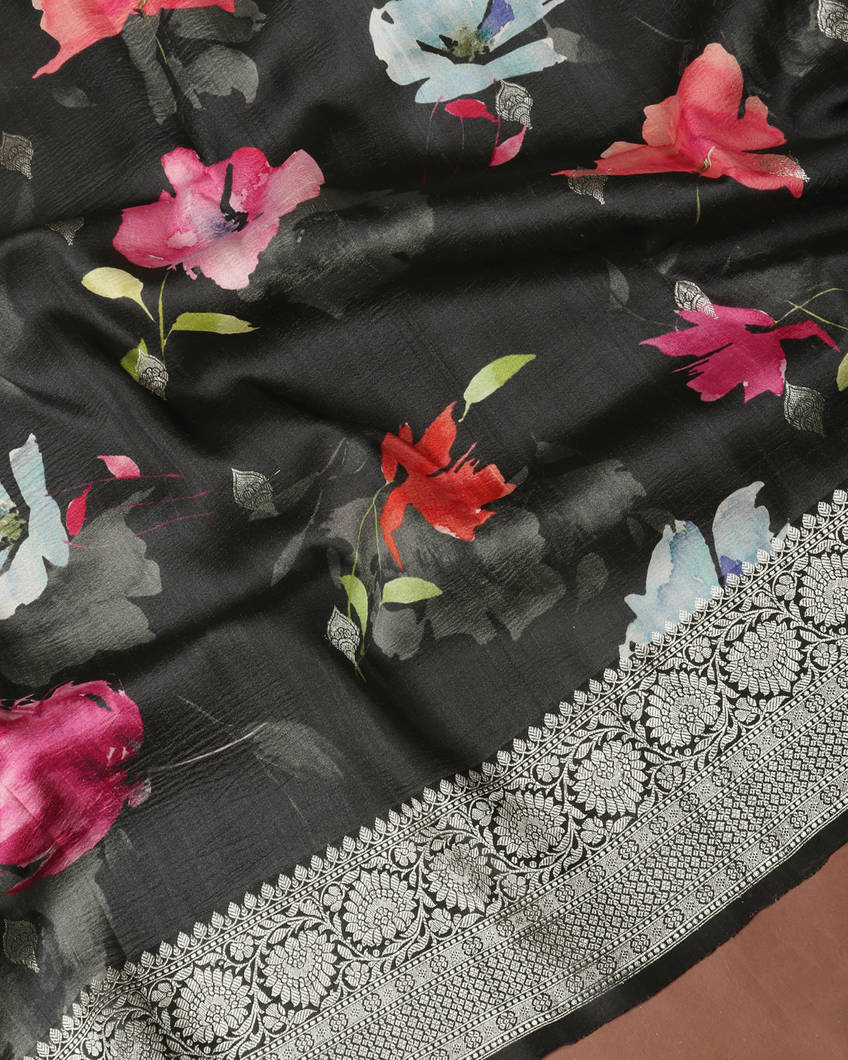 Black Banaras Kathan Silk Saree T4259885