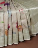 Cream Banaras Kathan Silk Saree T4259864