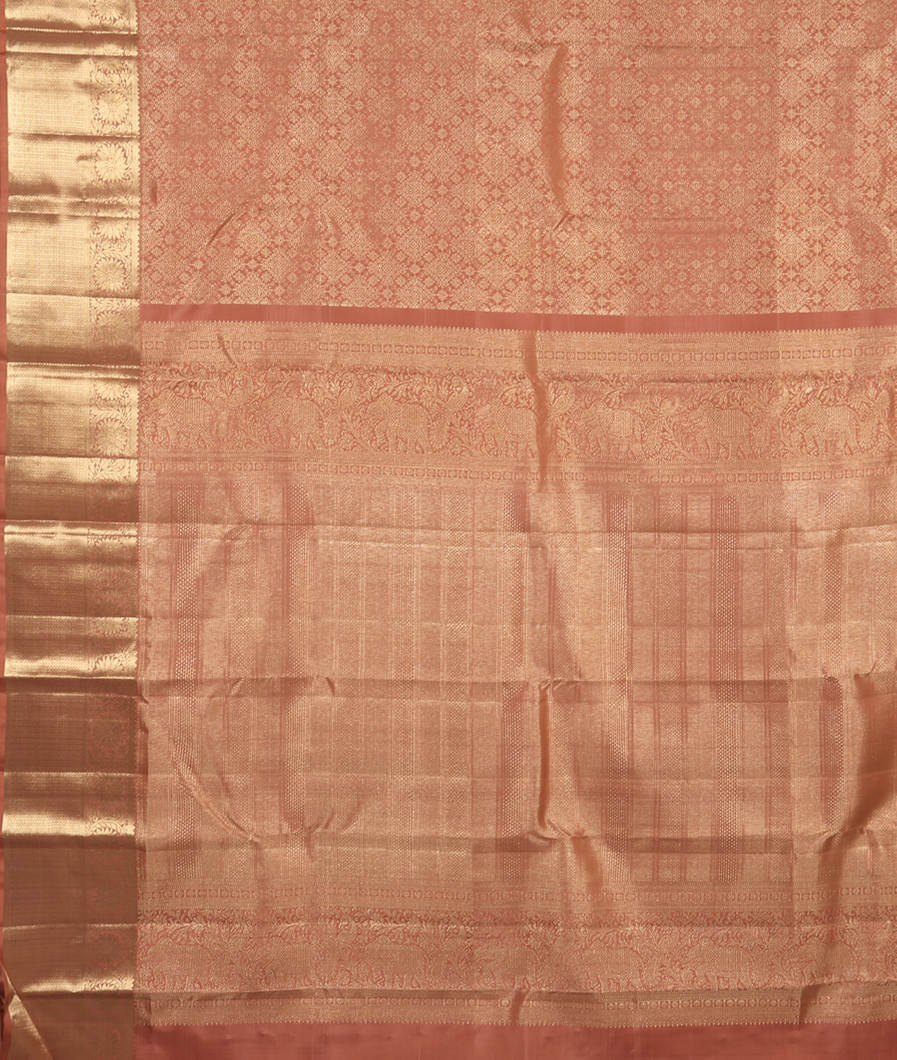 Peach Handwoven Kanjivaram Silk Saree T4181224