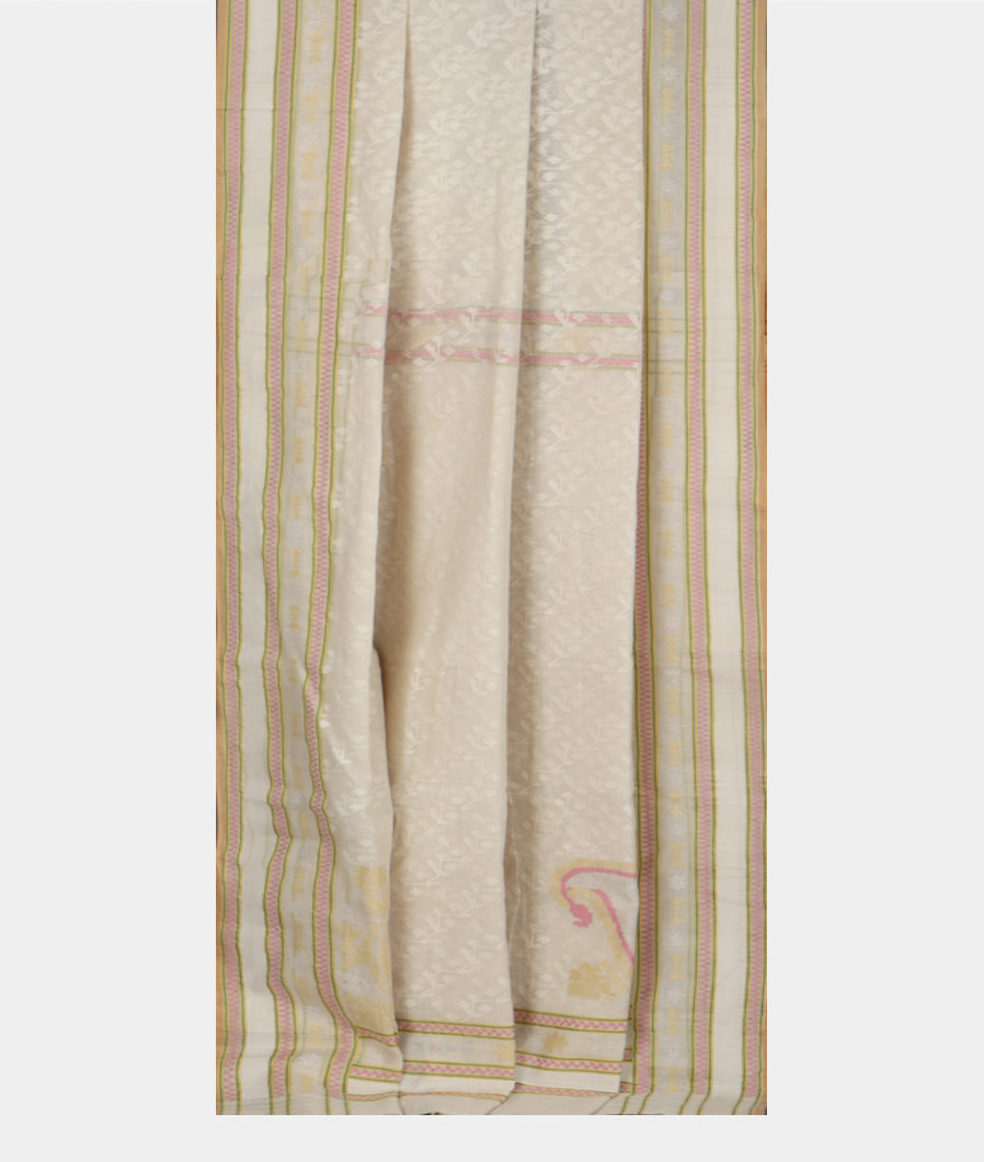 White Banaras Cotton Saree DZ21492