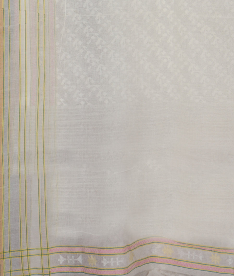 White Banaras Cotton Saree DZ21493