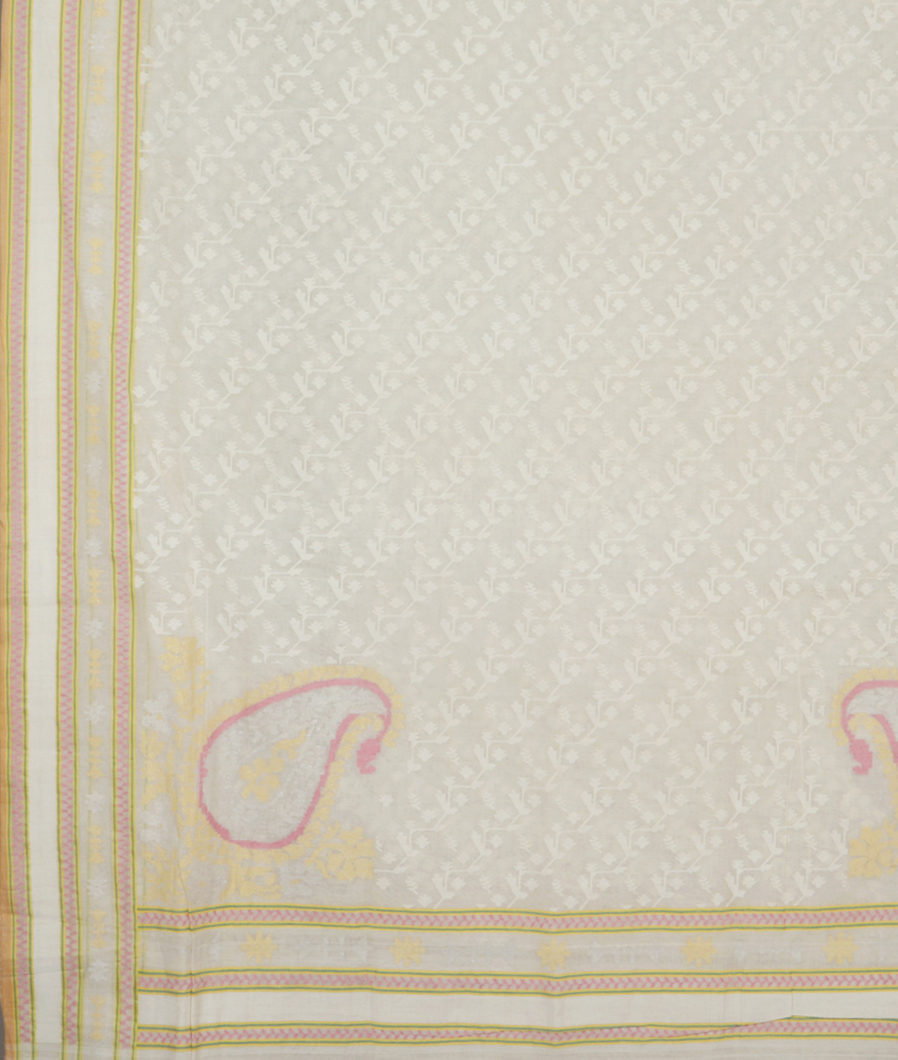 White Banaras Cotton Saree DZ21494