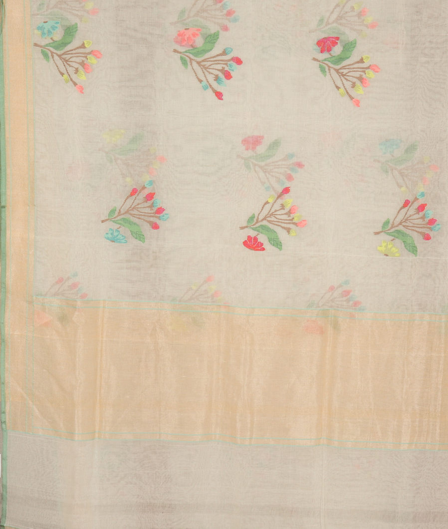 White Banaras Cotton Saree LJ109944