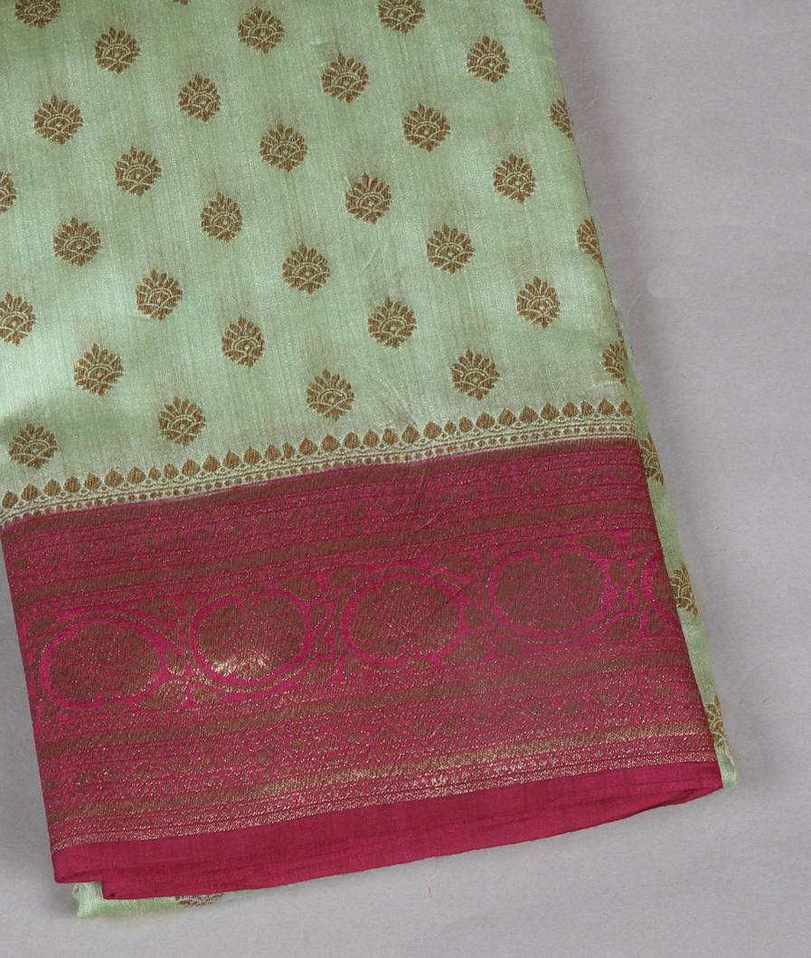 Green Banaras Tussar Saree T424617-image