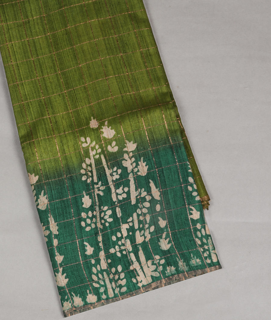 Green Tussar Printed Saree T395709-image