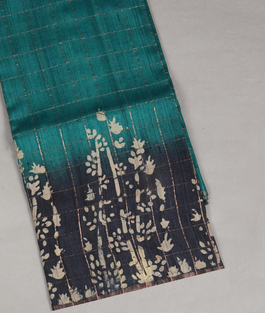 Blue Tussar Printed Saree T395707-image