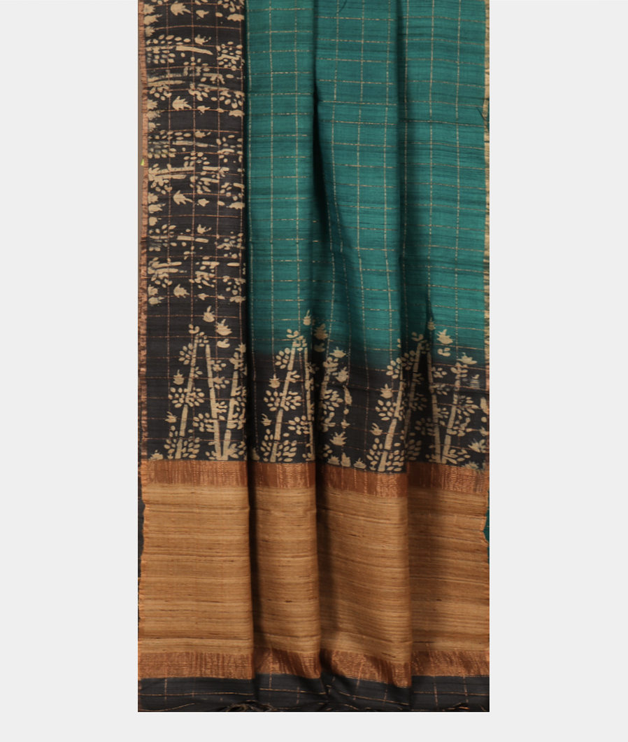 Blue Tussar Printed Saree T3957072