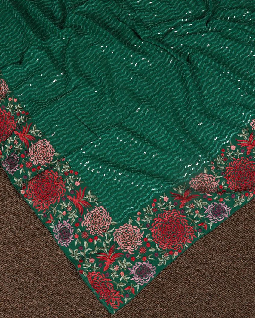 Green Georgette Silk Embroidery Saree T416165-image