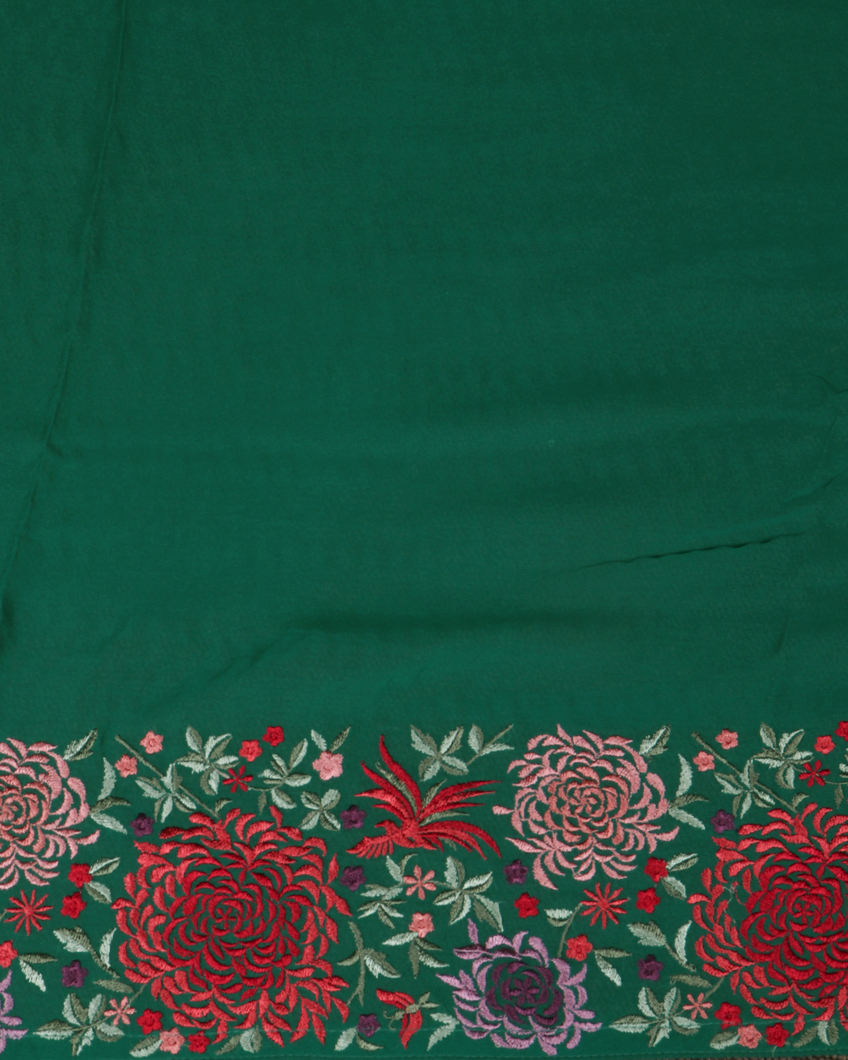 Green Georgette Silk Embroidery Saree T4161653