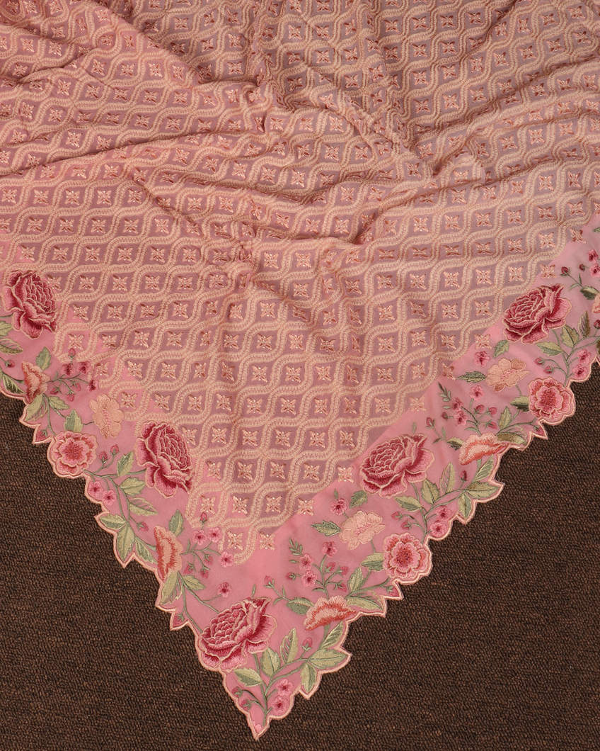 Pink Georgette Silk Embroidery Saree T416155-image