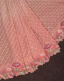 Peach Georgette Silk Embroidery Saree T4161582