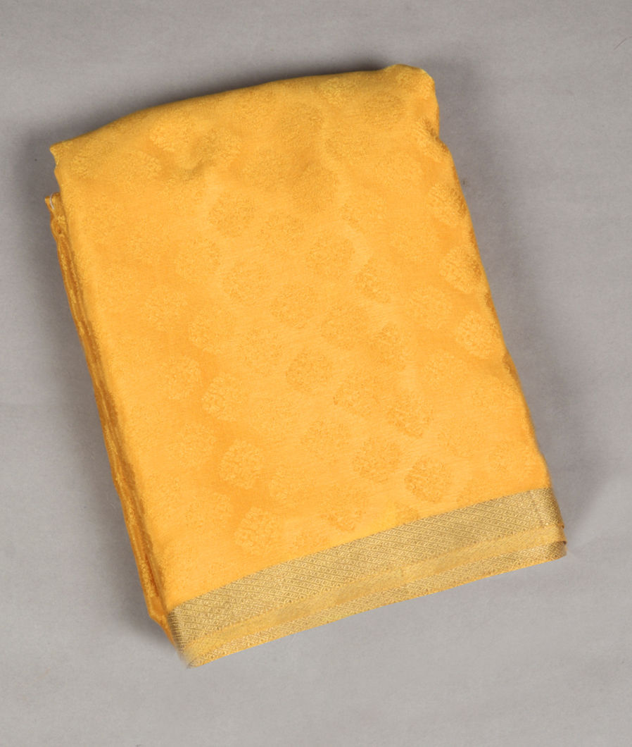 Yellow Crepe Silk Saree T367242-image