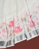 White Linen Printed Saree T4270604