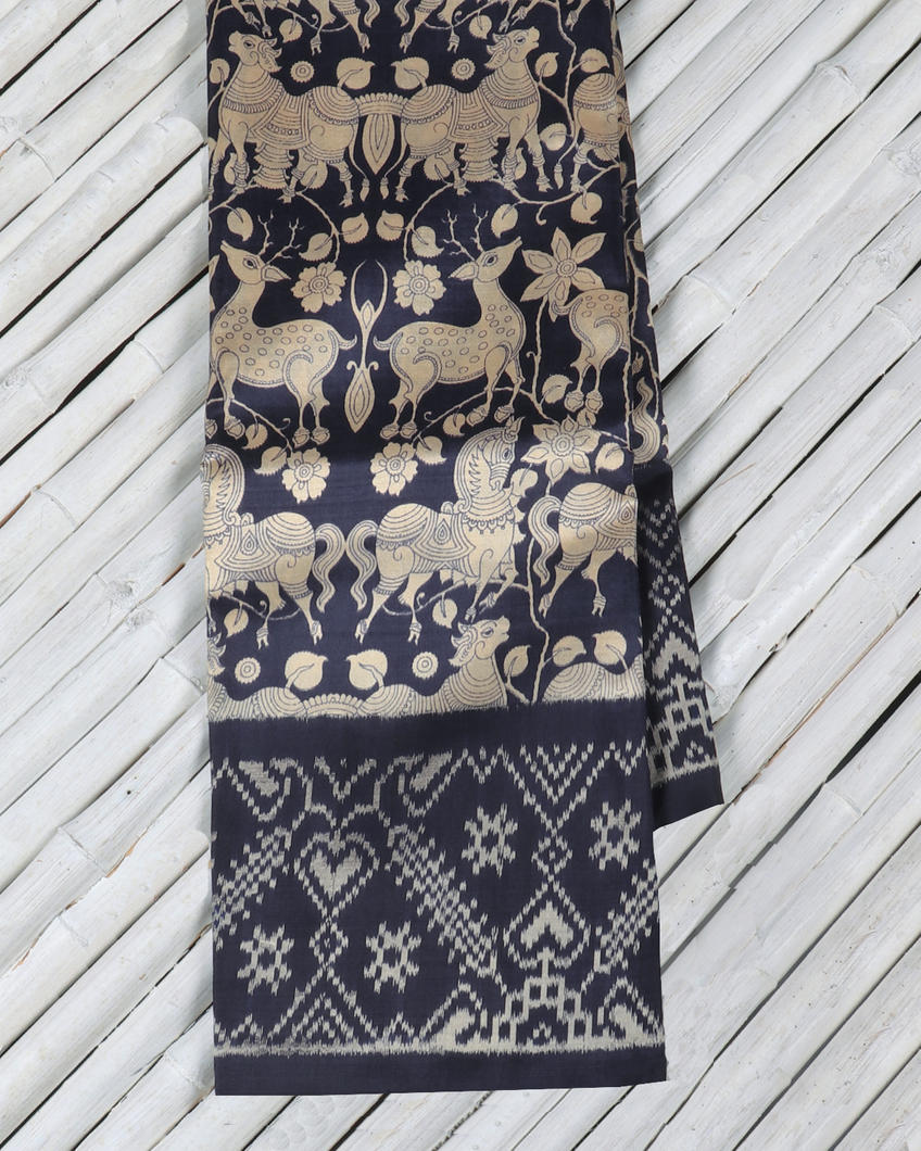 Blue Ikat Silk Saree T425679-image