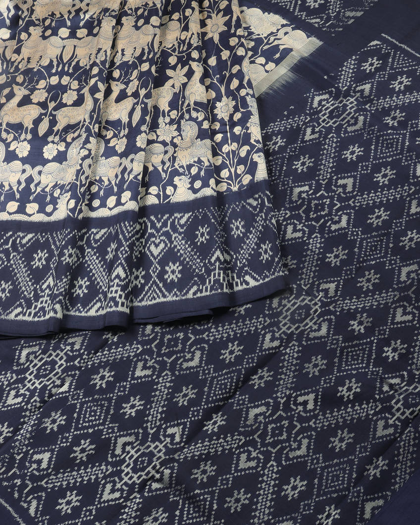 Blue Ikat Silk Saree T4256792