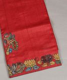 Red Tussar Patch Work Saree T3644361