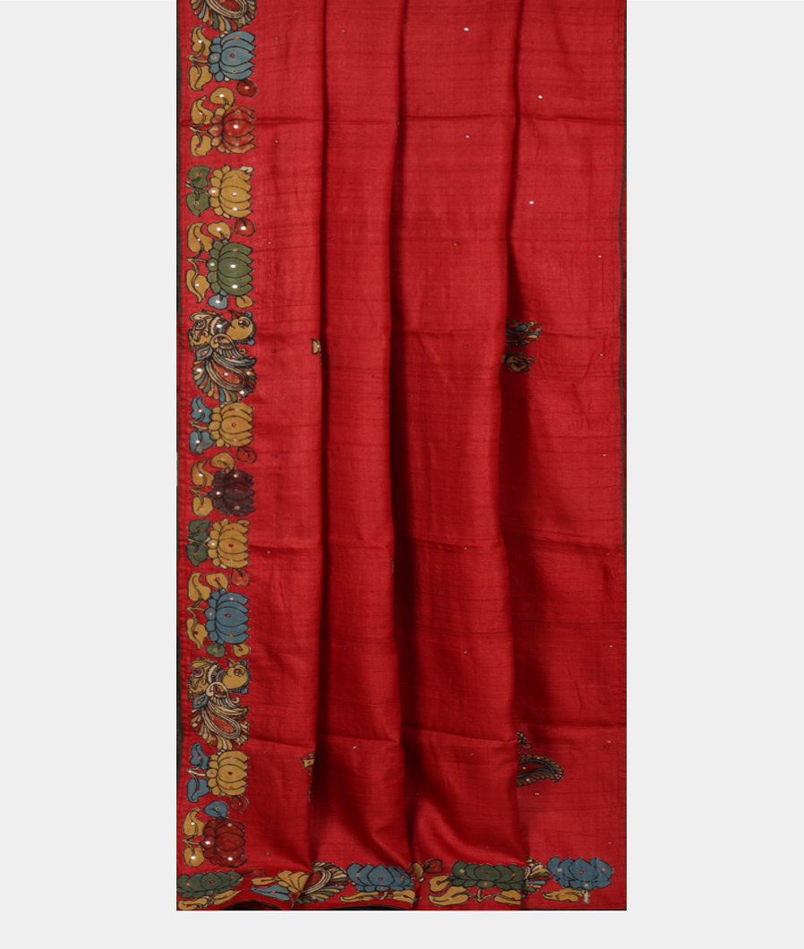 red-tussar-patch-work-saree-t364436-t364436-b
