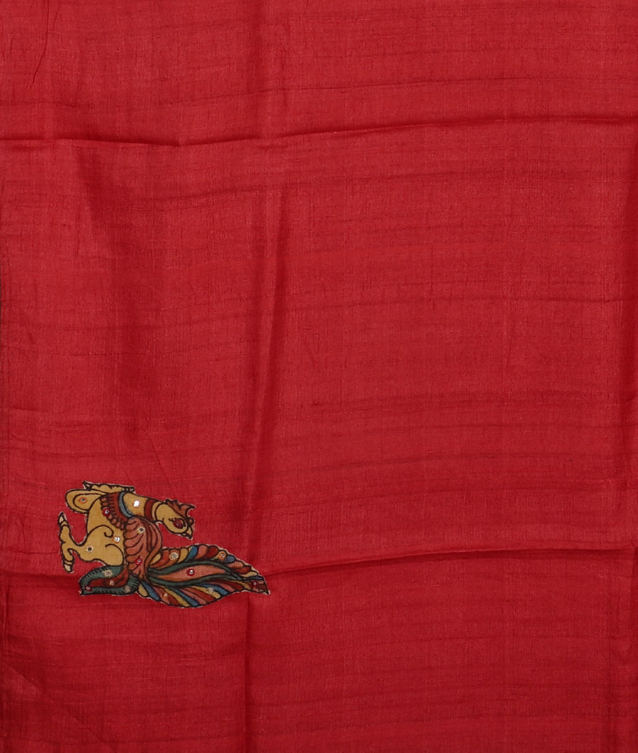 red-tussar-patch-work-saree-t364436-t364436-c