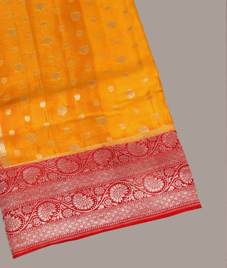 Yellow Crepe Silk Saree T424383-image