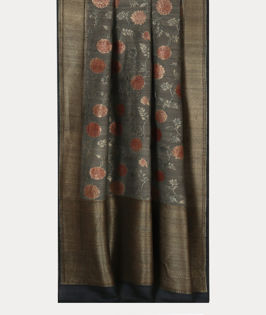 Grey Banaras Tussar Georgette Saree T3796282