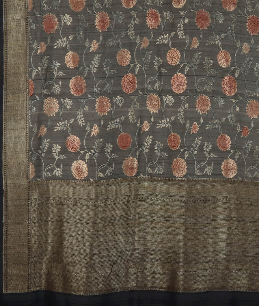 Grey Banaras Tussar Georgette Saree T3796284