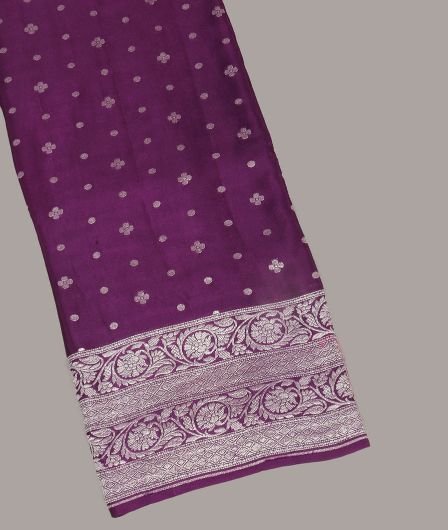 Purple Crepe Silk Saree T424317-image