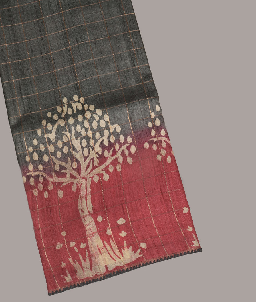 Grey Tussar Printed Saree T395725-image