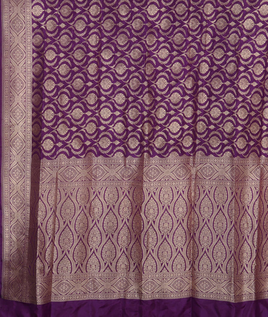 Purple Banaras Silk Saree T4252094