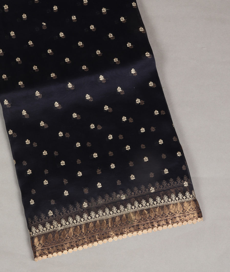 Black Kora Organza Embroidery Saree T414535-image