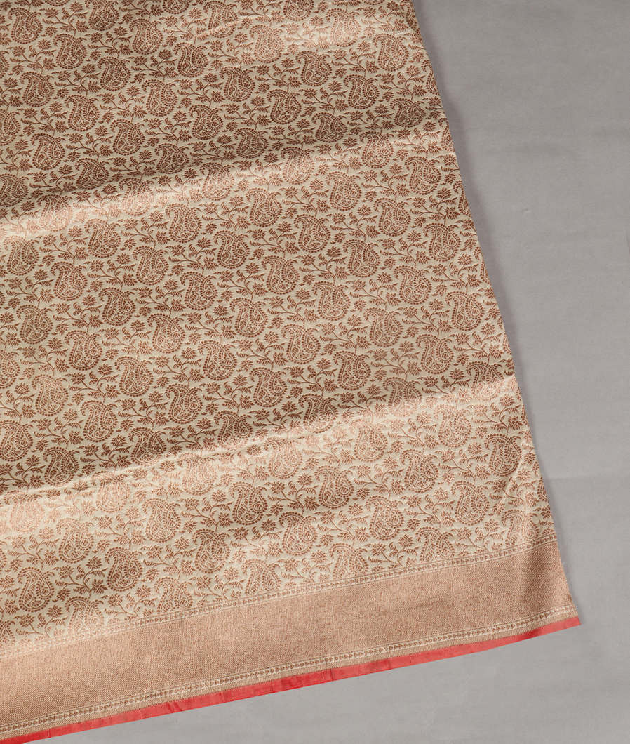 Cream Banaras Silk Saree T425297-image