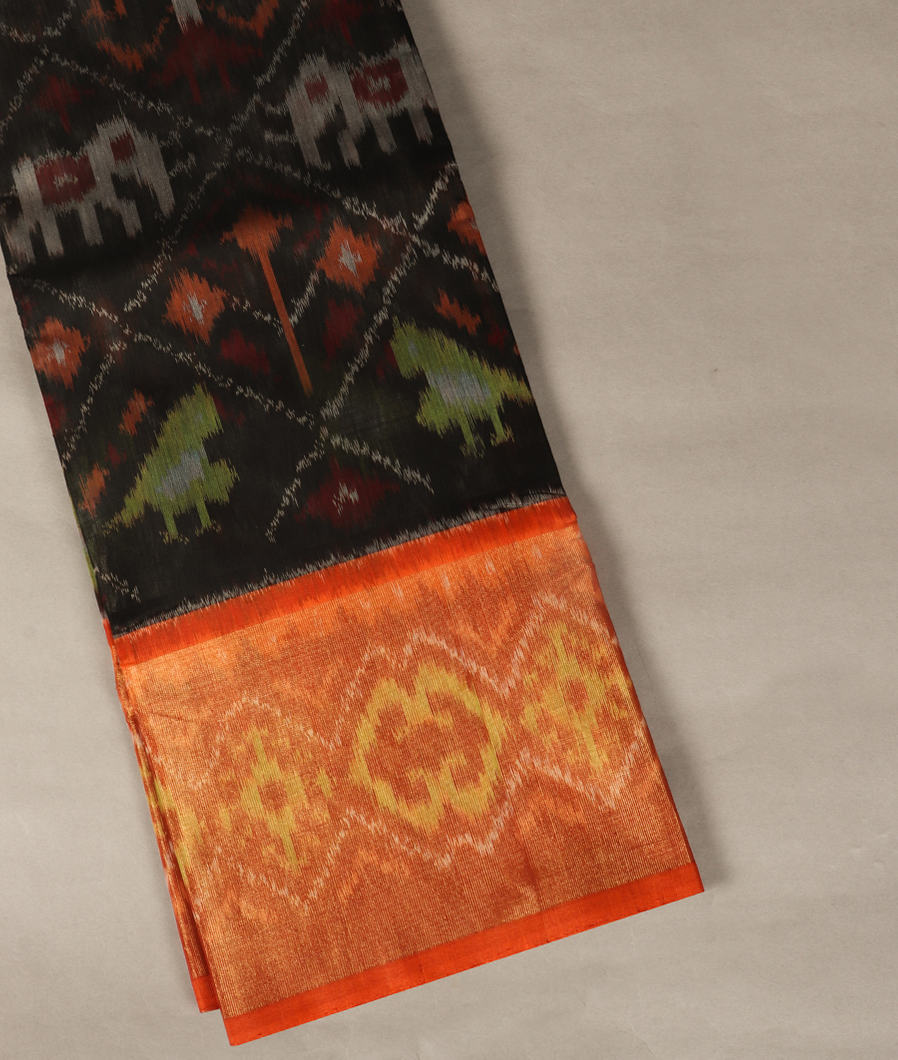 Black Pochampalli Silk Cotton Saree T428922-image