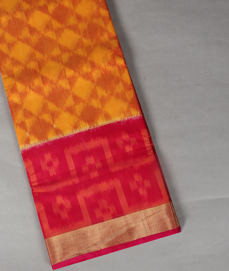 Yellow Pochampalli Silk Cotton Saree T428884-image