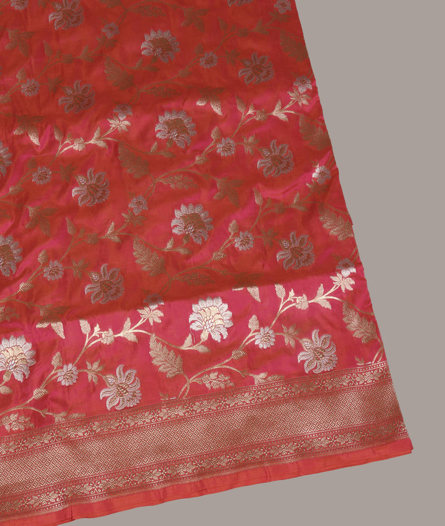 Pinkish Orange Banaras Silk Saree T426194-image