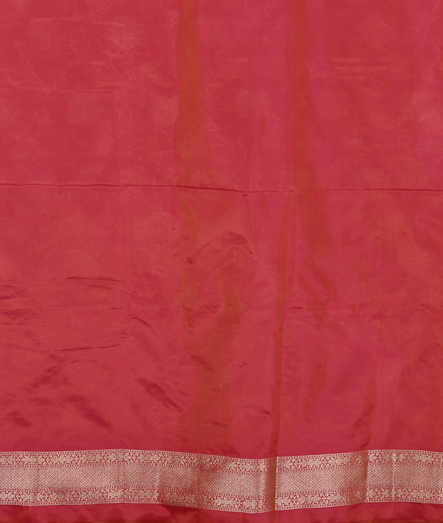 Pinkish Orange Banaras Silk Saree T4261943