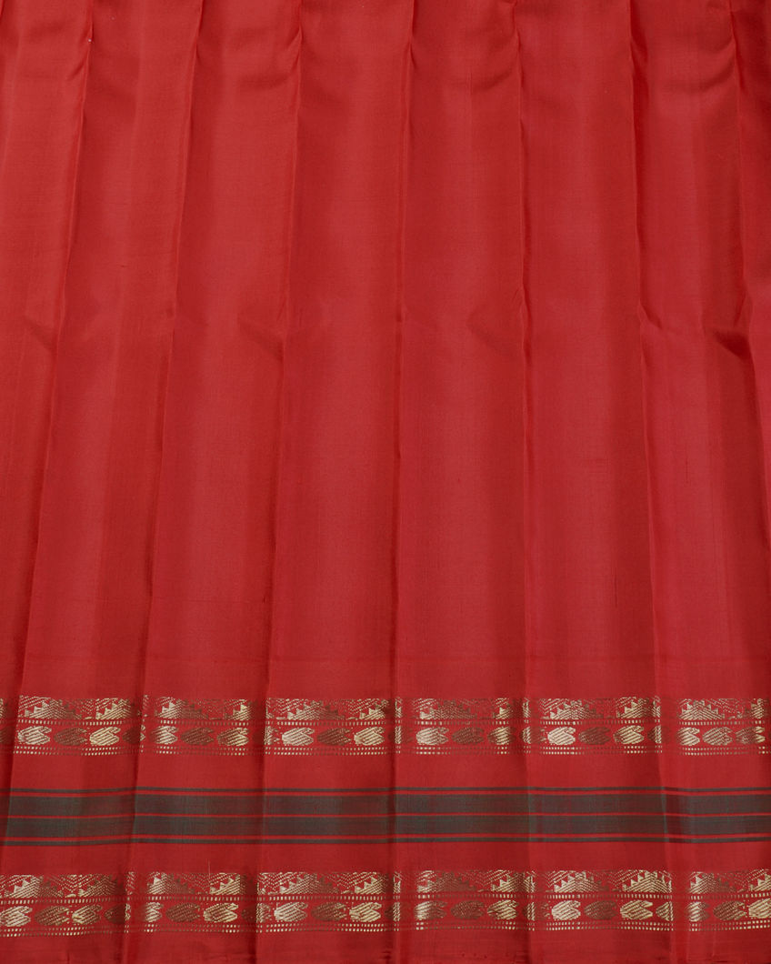 Salmon Pink Gadwal Silk Saree T4188853