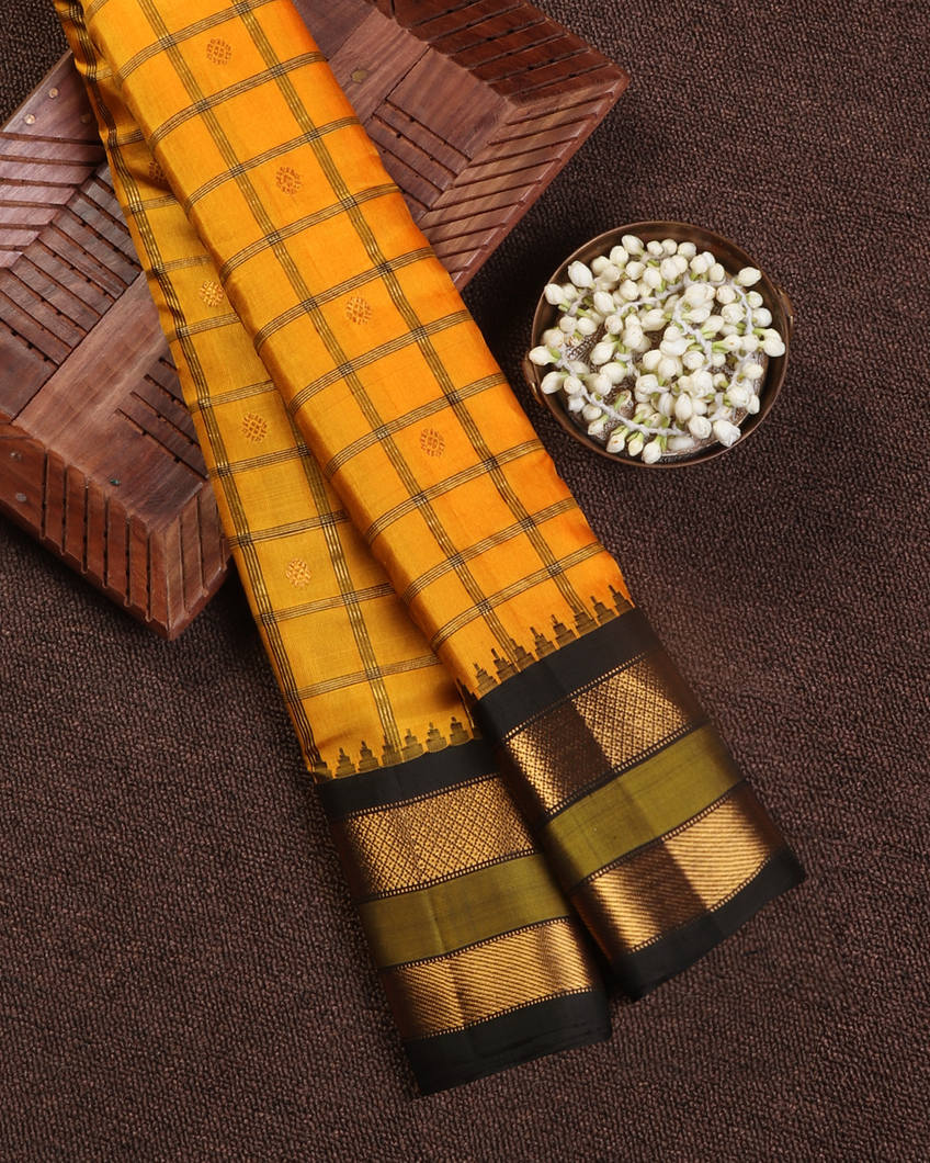 Yellow Gadwal Silk Saree T419287-image