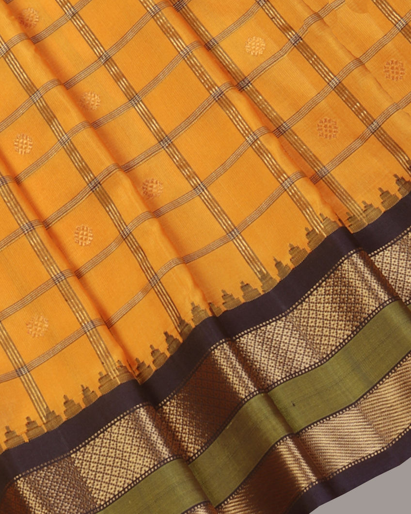Yellow Gadwal Silk Saree T4192875
