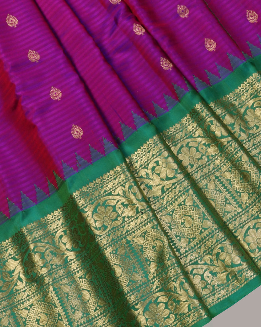 Purple Gadwal Silk Saree T3587735